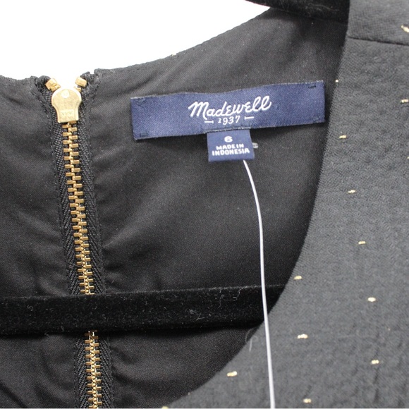 MADEWELL NWT Black Dress Gold Dots Pockets Sleeveless Tank Size 6 - Picture 7 of 16